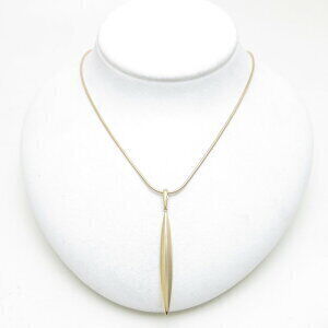 TIFFANY Feather Pendant Necklace Yellow Gold